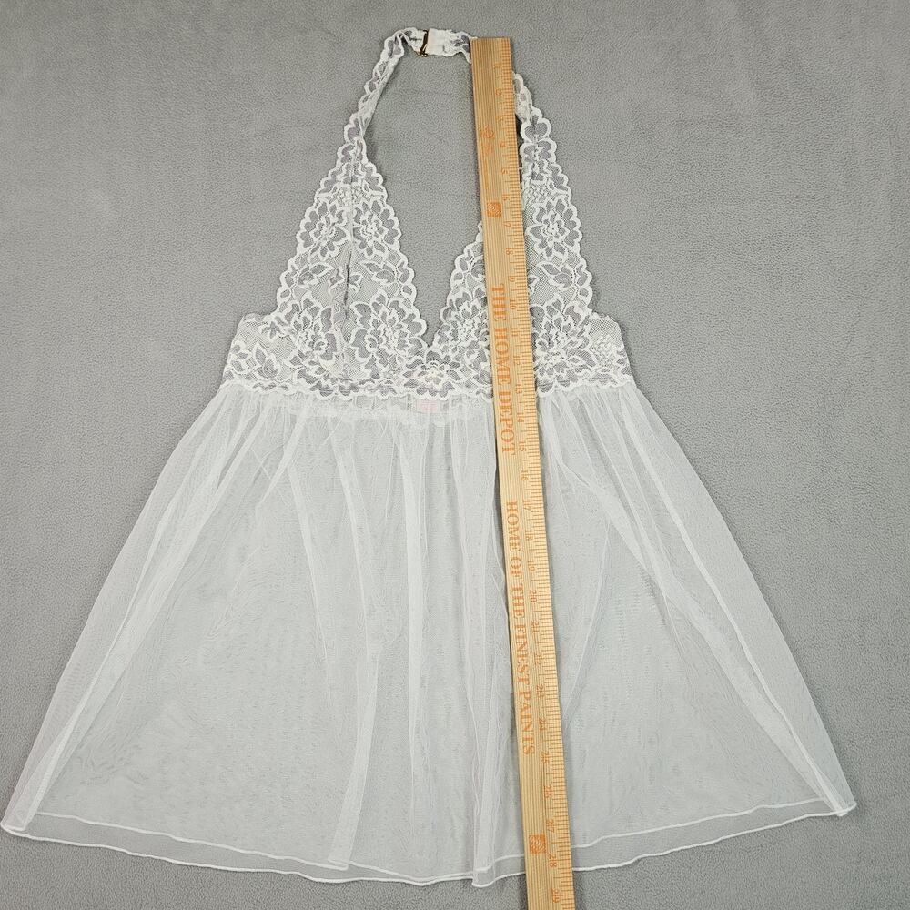 Victorias Secret Chemise Medium White Lace Halter‎ Dress Coquette Bridal Sheer - Picture 8 of 10